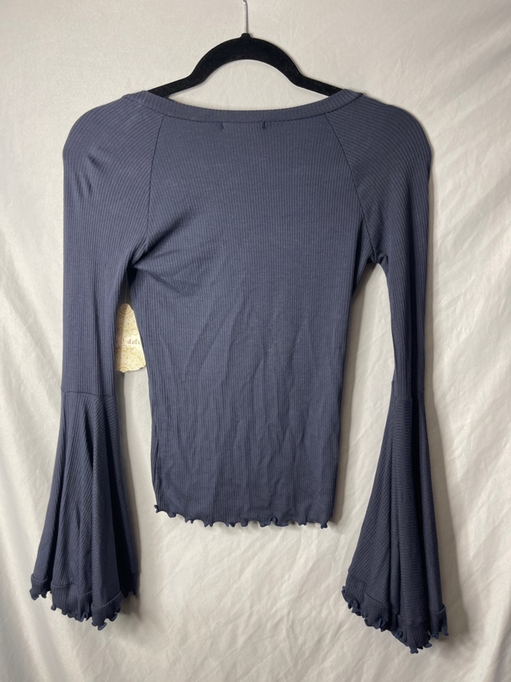 Altar'd State Slate Blue Ribbed V‑Neck Bell Sleeve Top - Picture 5 of 5